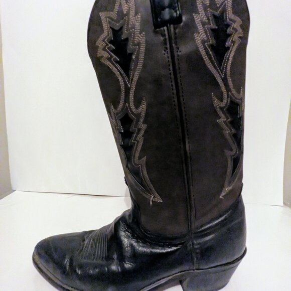 Laredo Black Leather Cowboy Boots Mens 9.5 Classic Western Rodeo Work Boots main image 6